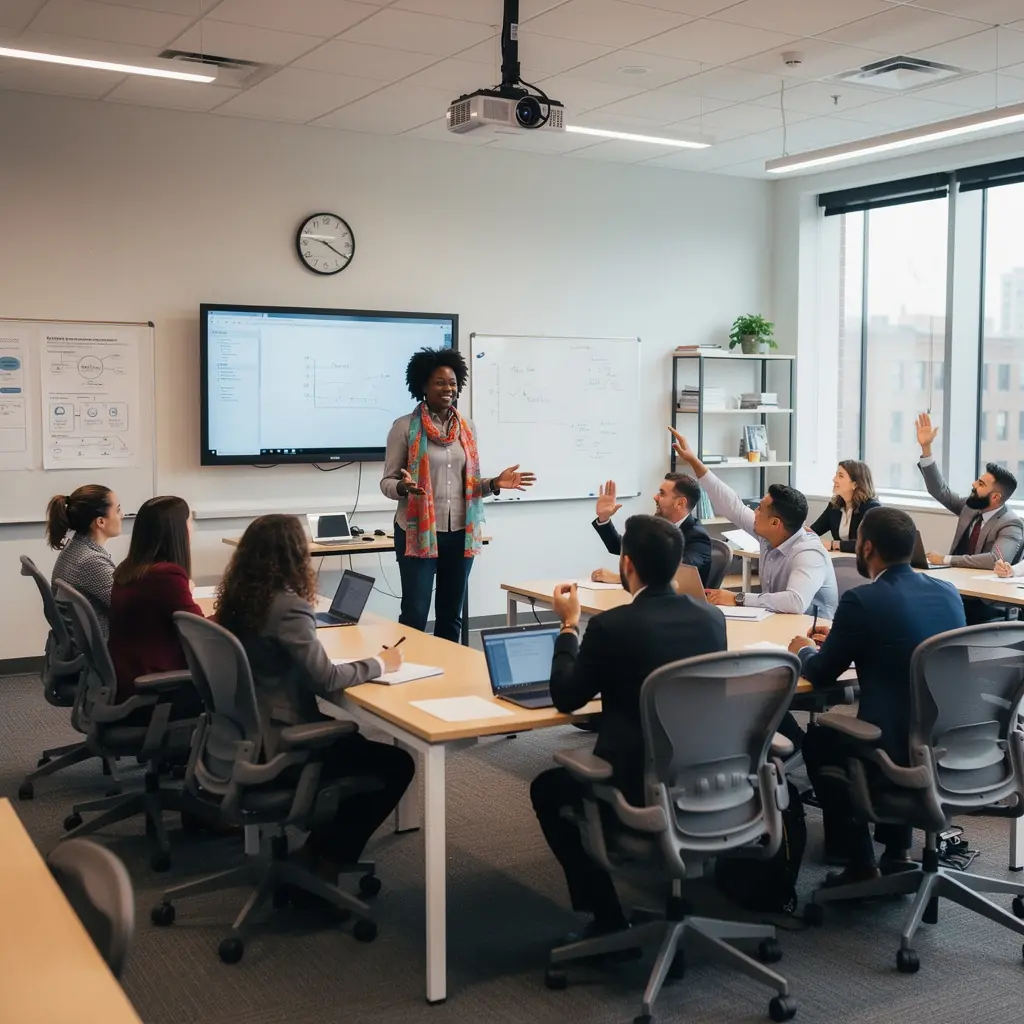 Zaaranżowana przestrzeń do spotkań z wygodnymi kanapami i stolikami kawowymi