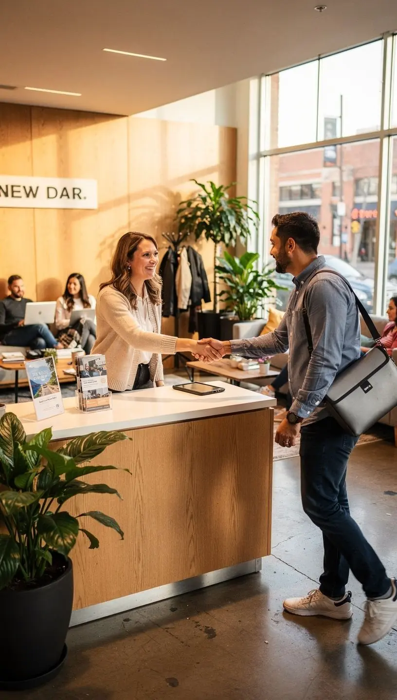 Widok na biuro z otwartym układem, zapewniającym swobodny przepływ osób