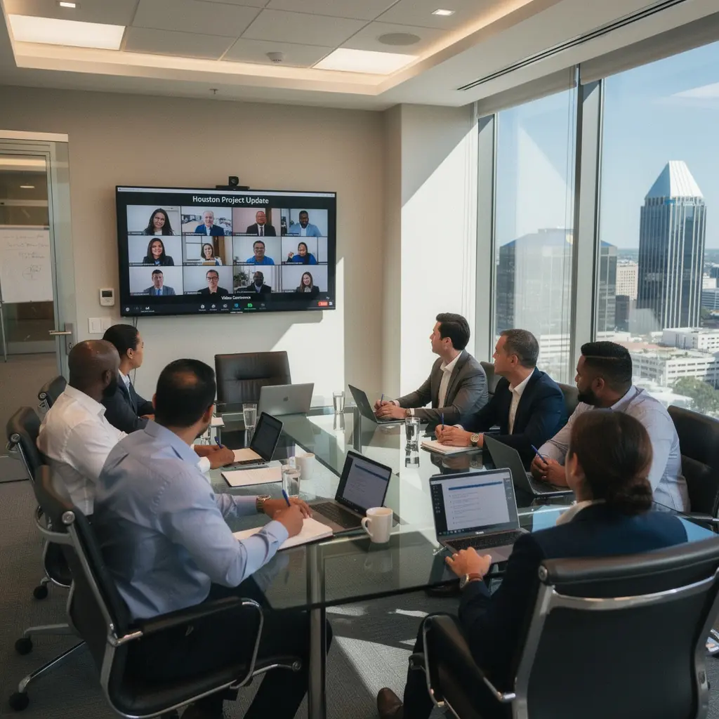 Biuro z przejrzystym układem, ułatwiającym swobodne poruszanie się pracowników.